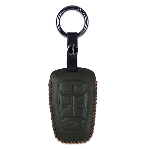 JVCV® Car Styling Soft Handmade Leather Key Cover Compatible with TATA NEXON, Harrier, ALTROZ, TIGOR BS6, Safari 2021 Safari Gold, Punch 4 Button Smart Key