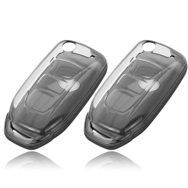 JVCV® Soft TPU Transparent Cover – Compatible with Tata Flip Keys (Transparent Black)