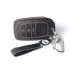 JVCV® Soft Handmade Lychee Pattern Leather Key Cover Compatible with Toyota Innova Crysta Fortuner Legender Hycross Hilux Land Cruiser 3 Button Smart Key