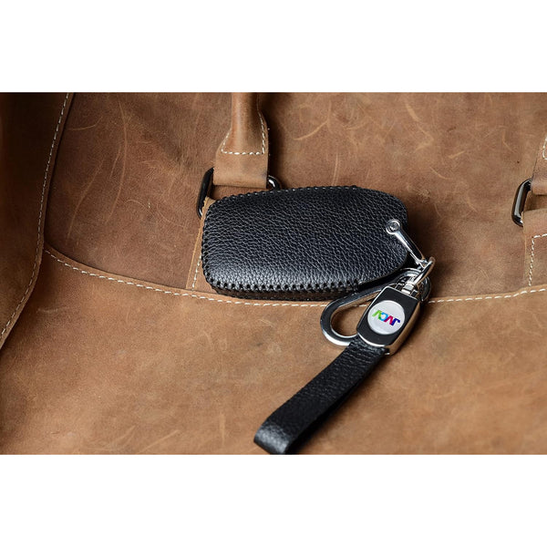 JVCV® Soft Handmade Lychee Pattern Leather Key Cover Compatible with Toyota Innova Crysta Fortuner Legender Hycross Hilux Land Cruiser 3 Button Smart Key