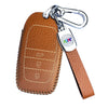 JVCV® Soft Handmade Lychee Pattern Leather Key Cover Compatible with Toyota Innova Crysta Fortuner Legender Hycross Hilux Land Cruiser 3 Button Smart Key