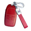 JVCV® Soft Handmade Lychee Pattern Leather Key Cover Compatible with Toyota Innova Crysta Fortuner Legender Hycross Hilux Land Cruiser 3 Button Smart Key