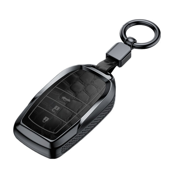 JVCV® Premium ABS Crocodile Pattern Key Cover with Keychain – Compatible with Toyota Fortuner, Hilux, Innova, Land Cruiser Smart Keys