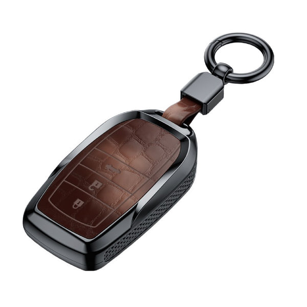 JVCV® Premium ABS Crocodile Pattern Key Cover with Keychain – Compatible with Toyota Fortuner, Hilux, Innova, Land Cruiser Smart Keys