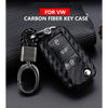 Car Styling Soft Carbon Fiber Pattern Key Cover Compatible with Volkswagen Polo Vento Jetta Ameo Passat and Skoda Rapid Laura Superb Octavia Fabia Yeti Folding Key with Keychain