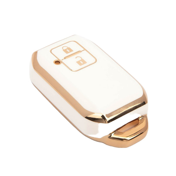 JVCV® Gold Border TPU Key Cover – Compatible with Suzuki Jimny, Fronx, Grand Vitara, Baleno, XL6, Swift, Ertiga, Dzire & Toyota Rumion, Urban Cruiser, Glanza, Hyryder – 2 Button Smart Key