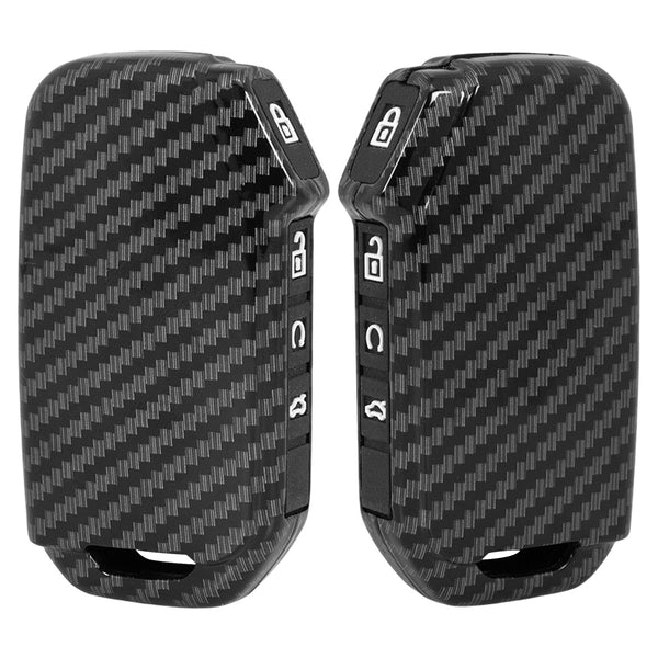 Hard Case Key Cover Compatible with Kia Seltos 2023 Facelift HTX and Carens X Line 4 Button Smart Key (Carbon Black)