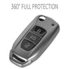 JVCV® Soft Matte Finish TPU Cover Compatible with Tata Tiago Tigor Nexon Punch Hexa Zest Bolt Safari Storme Flip Key (GunMetal Grey)