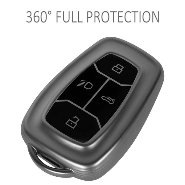 JVCV® Soft Matte Finish TPU Cover Compatible with TATA NEXON, Harrier, Tiago EV, ALTROZ, TIGOR BS6, Safari 2021 Safari Gold, Punch 4 Button Smart Key (GunMetal Grey)