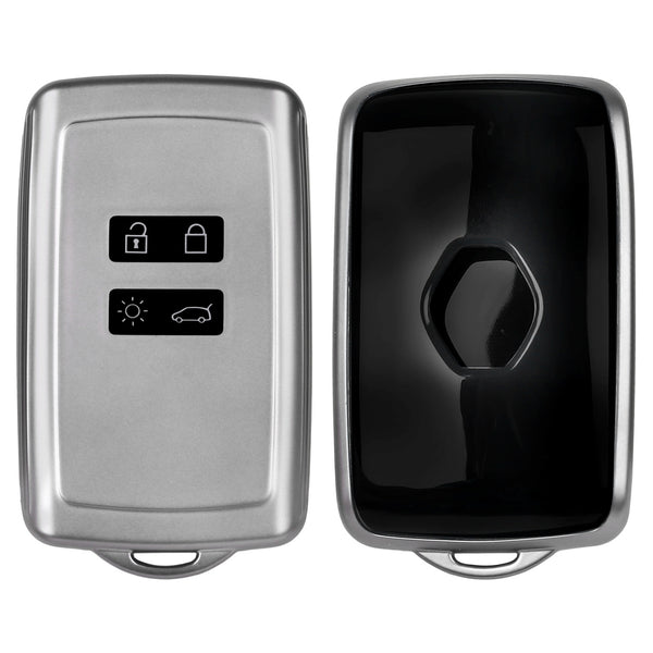 JVCV® Soft Matte Finish TPU Key Cover Compatible with Renault Kiger Triber Smart Key (GunMetal Grey)