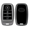 JVCV® Soft Matte Finish TPU Cover Compatible with Kia Seltos Sonet Carens 4 Button Smart Key (GunMetal Grey)