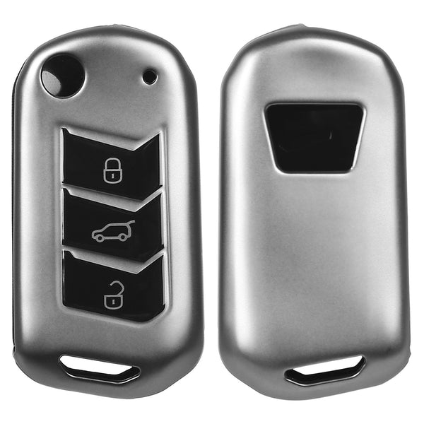 JVCV® Soft Matte Finish TPU Cover Compatible with Mahindra XUV 700, 3XO, Thar, Marazzo, Bolero, Scorpio, Scorpio N, XUV 300, TUV300 Plus and XUV 400 EV 3 Button flip Key (GunMetal Grey)