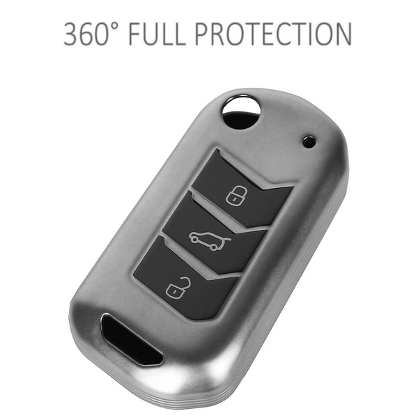 JVCV® Soft Matte Finish TPU Cover Compatible with Mahindra XUV 700, 3XO, Thar, Marazzo, Bolero, Scorpio, Scorpio N, XUV 300, TUV300 Plus and XUV 400 EV 3 Button flip Key (GunMetal Grey)