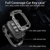 JVCV® Rugged Armor Metal Key Cover – Black Finish – Compatible with Mahindra XUV700, 3XO, Thar, Marazzo, Bolero, Scorpio N, XUV300, TUV300 Plus & XUV400 EV – 3 Button Flip Key