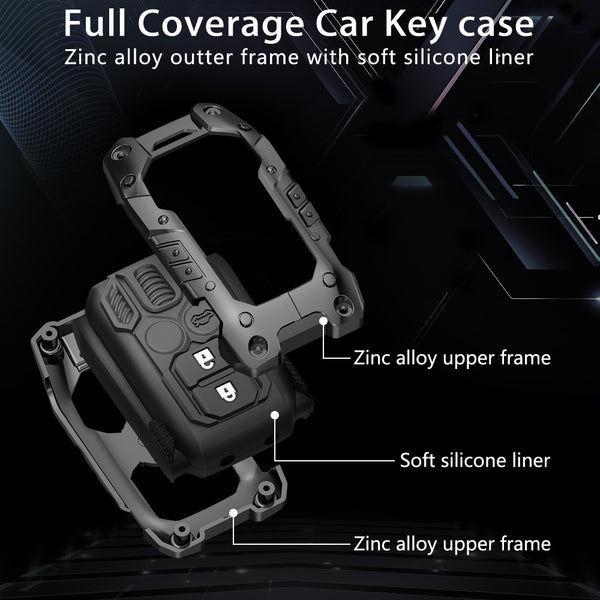 JVCV® Rugged Armor Metal Key Cover – Black Finish – Compatible with Suzuki Victoris, Jimny, Fronx, Grand Vitara, Baleno, XL6, Swift, Ertiga, Dzire & Toyota Urban Cruiser, Glanza, Hyryder – 2 Button Smart Key