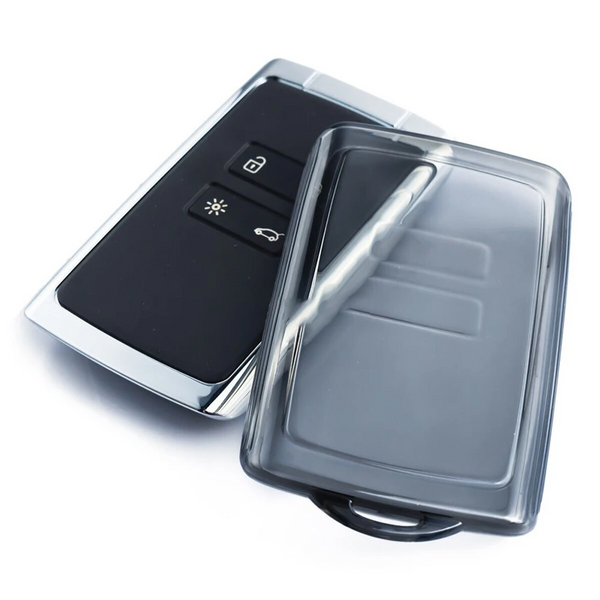 JVCV® 2 Pack Soft TPU Transparent Cover Compatible with Renault Kiger Triber Smart Key (Transparent Black)