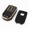 JVCV® Gold Border TPU Key Cover – Compatible with Honda City, Elevate, Civic, Jazz, Amaze, CR-V, WR-V & BR-V – 3 Button Push Button Start Smart Key