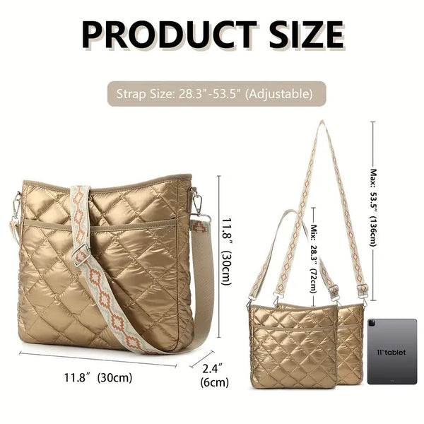 JVCV® Women’s Quilted Puffer Crossbody Bag – Lightweight & Stylish Shoulder Bag with Adjustable Strap – Perfect for Everyday & Travel
