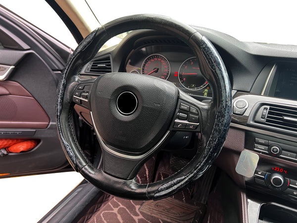 JVCV® 2 Pcs Universal Fit Checkered Pattern High Gloss Segmented Steering Wheel Cover – Hard Car Wheel Grip | Non-Slip Cover Protector | Interior Accessory