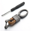 2 Pack Genuine Leather Keychain with Zinc Alloy Buckle Keyring