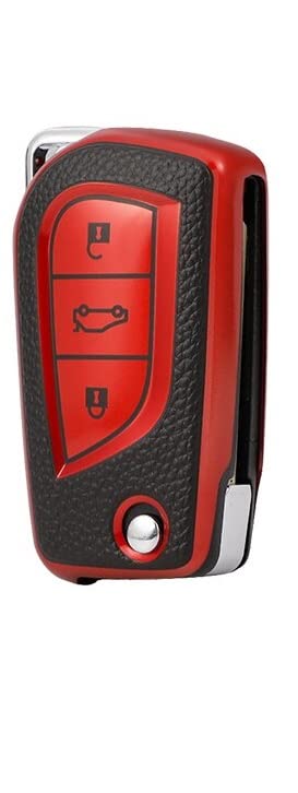 JVCV® Premium Soft TPU Leather Pattern Key Cover Compatible with Toyota Innova Crysta and Corolla Altis Flip Key