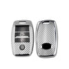JVCV® Premium Soft TPU Leather Pattern Key Cover Compatible with Kia Seltos Sonet Carens 3 Button Push Start Car Key