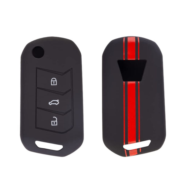 JVCV® Car Key Cover Compatible with Mahindra XUV 700, 3XO, Thar, Marazzo, Bolero, Scorpio, Scorpio N, XUV 300,XUV 400 EV, Thar Roxx 3 Button flip Key - Rally Stripes
