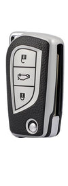 JVCV® Premium Soft TPU Leather Pattern Key Cover Compatible with Toyota Innova Crysta and Corolla Altis Flip Key