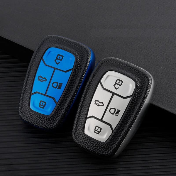 JVCV® Premium Soft TPU Leather Pattern Key Cover Compatible with Tata Nexon, Harrier, Tiago EV, Altroz, Tigor, Safari, Nexon EV, Punch, Punch EV 4 Button Smart Key
