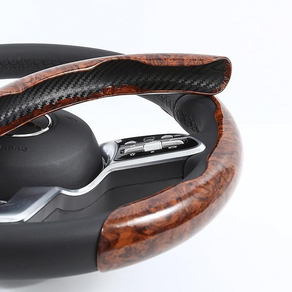 JVCV® Premium ABS Steering Wheel Trim Cover – Wood Pattern | Luxury Car Interior Decorative Overlay | Anti-Slip Scratch-Resistant Stylish Upgrade | Universal Fit for Most Cars
