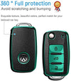 JVCV® Premium Soft TPU Leather Pattern Key Cover Compatible with Volkswagen Polo Vento Jetta Ameo Passat and Skoda Rapid Laura Superb Octavia Fabia Yeti Folding Key