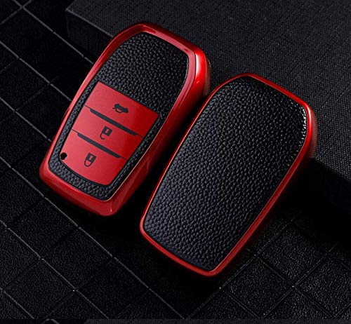 JVCV® Premium Soft TPU Leather Pattern Key Cover Compatible with Toyota Smart Key