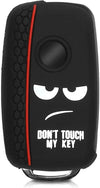 JVCV® Car Key Cover Compatible with Volkswagen Polo Vento Jetta Ameo Passat and Skoda Rapid Laura Superb Octavia Fabia Yeti Folding Key - Don't Touch My Key