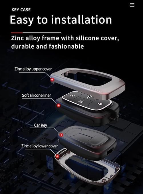 JVCV® Metal Key Cover compatible with Tata Nexon, Harrier, Tiago EV, Altroz, Tigor, Safari, Nexon EV, Punch, Punch EV 4 Button Smart Key