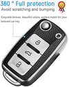 JVCV® Premium Soft TPU Leather Pattern Key Cover Compatible with Volkswagen Polo Vento Jetta Ameo Passat and Skoda Rapid Laura Superb Octavia Fabia Yeti Folding Key