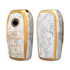 JVCV® Marble Gold Border TPU Key Cover Compatible with Toyota Innova Crysta Fortuner Legender Hycross Hilux Land Cruiser 3 Button Smart Key.