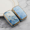 JVCV® Marble Gold Border TPU Key Cover Compatible with Hyundai Verna Push Button Start Car Key
