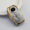 JVCV® Marble Gold Border TPU Key Cover Compatible with Toyota Innova Crysta Fortuner Legender Hycross Hilux Land Cruiser 3 Button Smart Key.