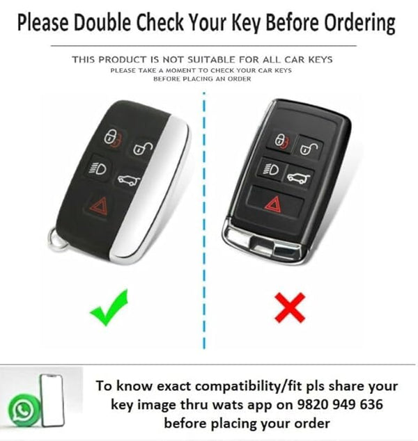 JVCV® Premium Soft Gold Border TPU Leather Pattern Key Cover Compatible with Range Rover Evoque Velar Sport Discovery Freelander & Jaguar XF, XJ, XE, F-PACE