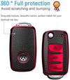 JVCV® Premium Soft TPU Leather Pattern Key Cover Compatible with Volkswagen Polo Vento Jetta Ameo Passat and Skoda Rapid Laura Superb Octavia Fabia Yeti Folding Key