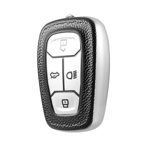 JVCV® Premium Soft TPU Leather Pattern Key Cover Compatible with Tata Nexon, Harrier, Tiago EV, Altroz, Tigor, Safari, Nexon EV, Punch, Punch EV 4 Button Smart Key