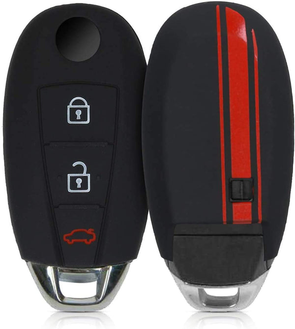 JVCV® Car Key Cover Compatible with Maruti Suzuki Baleno Ciaz Vitara Brezza S Cross Swift Ignis and Toyota Urban Cruiser Smart Key - Rally Stripe