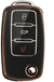 JVCV® Gold Border TPU Key Cover – Compatible with Volkswagen Polo, Vento, Jetta, Ameo, Passat & Skoda Rapid, Laura, Superb, Octavia, Fabia, Yeti – Folding Key