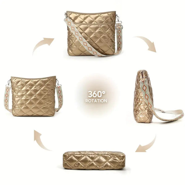 JVCV® Women’s Quilted Puffer Crossbody Bag – Lightweight & Stylish Shoulder Bag with Adjustable Strap – Perfect for Everyday & Travel