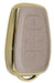 JVCV® Premium Soft Gold Border TPU Leather Pattern Key Cover Compatible with Tata Nexon, Harrier, Tiago EV, Altroz, Tigor, Safari, Nexon EV, Punch, Punch EV 4 Button Smart Key