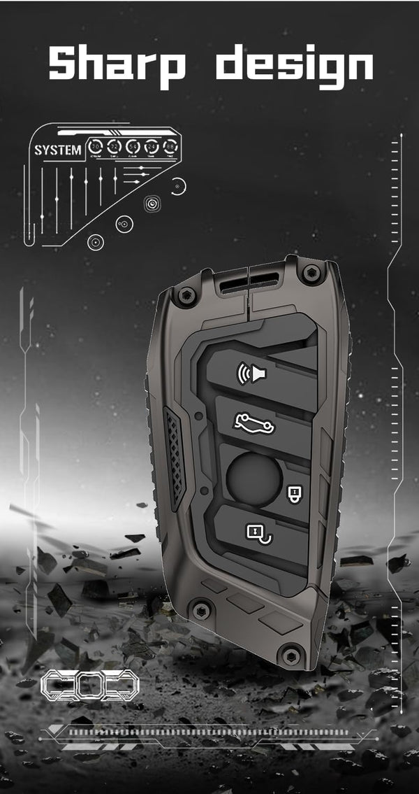 JVCV® Zinc Alloy Metal Key Cover Compatible with BMW 2 3 5 6 7 Series X1 X2 X3 X5 X6 Blade Smart Key