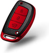 JVCV® Premium Soft TPU Leather Pattern Key Cover Compatible with Hyundai Creta, i10 Grand, i20 Elite, i20 Active, Xcent, Verna 4s, Tucson, Elantra, Grand i10 Nios 3 Button Smart Key