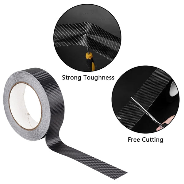 JVCV® Car Sticker 5D Gloss Carbon Fiber Rubber,Entry Guard Protector Strip Car Door Sill Protector,Bumper Door Guard Scuff Plate Protectors Tape Anti-Scratch Step