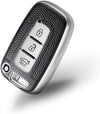 JVCV® Premium Soft TPU Leather Pattern Key Cover Compatible with Hyundai Verna Fluidic Old i20 Santafe Push Button Smart Key