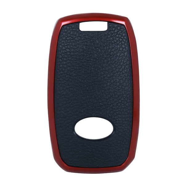 JVCV® Premium Soft TPU Leather Pattern Key Cover Compatible with Kia Seltos Sonet Carens 4 Button Smart Key